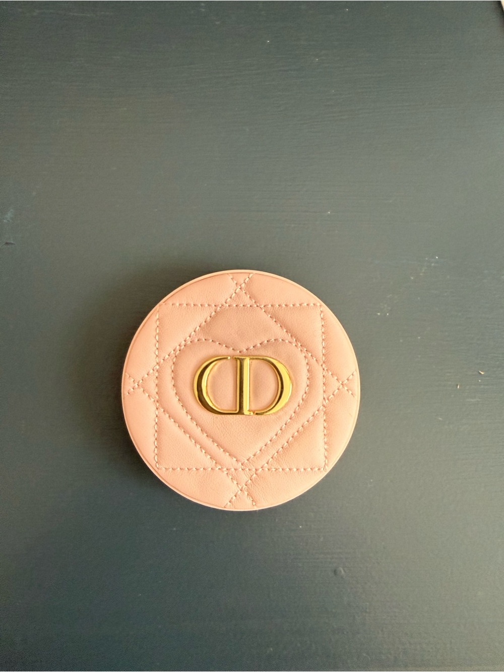 Dior Pink Quilted Compact Mirror Case with Gold 'CD' Logo